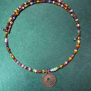 Y2K Multicolor Beaded Choker with Silver .925‎ Pendant